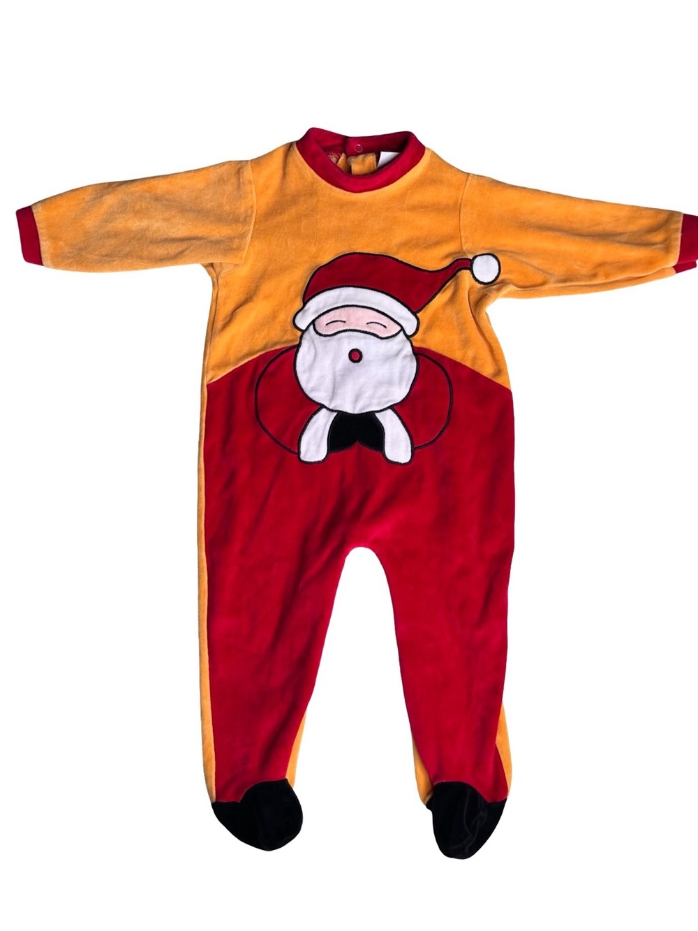 Vntg SWEET TREASURES Original Miniatures Santa Christmas Velour Footed Sleeper